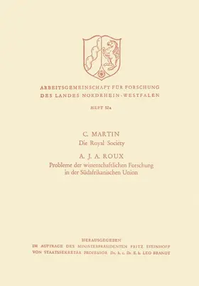 Martin |  Die Royal Society. Probleme der wissenschaftlichen Forschung in der Südafrikanischen Union | Buch |  Sack Fachmedien