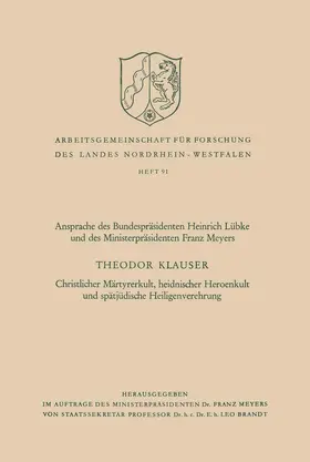 Klauser |  Christlicher Märtyrerkult, heidnischer Heroenkult und spätjüdische Heiligenverehrung | Buch |  Sack Fachmedien