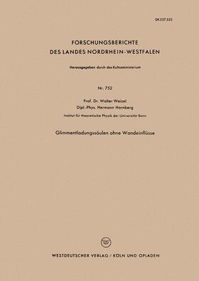 Weizel |  Weizel, W: Glimmentladungssäulen ohne Wandeinflüsse | Buch |  Sack Fachmedien