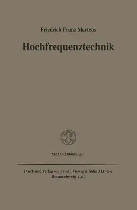 Martens | Hochfrequenztechnik | Buch | 978-3-663-00656-5 | www.sack.de