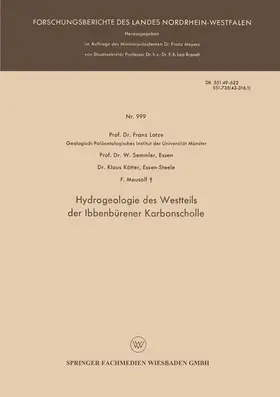 Lotze / Mausolf / Semmler |  Hydrogeologie des Westteils der Ibbenbürener Karbonscholle | Buch |  Sack Fachmedien