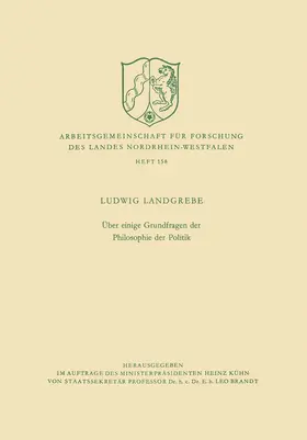 Landgrebe |  Über einige Grundfragen der Philosophie der Politik | Buch |  Sack Fachmedien