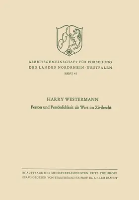 Westermann |  Person und Persönlichkeit als Wert im Zivilrecht | Buch |  Sack Fachmedien