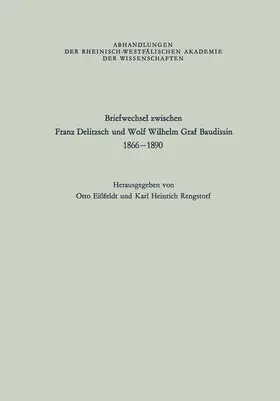 Delitzsch |  Briefwechsel zwischen Franz Delitzsch und Wolf Wilhelm Graf Baudissin | Buch |  Sack Fachmedien