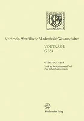 Pöggeler |  Lyrik als Sprache unserer Zeit? Paul Celans Gedichtbände | eBook | Sack Fachmedien