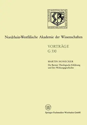 Honecker |  Die Barmer Theologische Erklärung und ihre Wirkungsgeschichte | Buch |  Sack Fachmedien