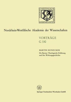 Honecker |  Honecker, M: Barmer Theologische Erklärung und ihre Wirkungs | Buch |  Sack Fachmedien