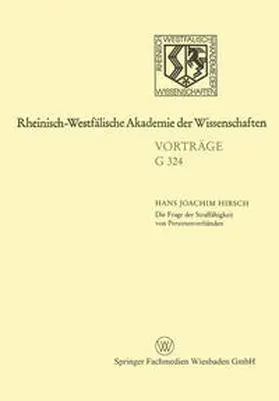 Hirsch |  Die Frage der Straffähigkeit von Personenverbänden | eBook | Sack Fachmedien
