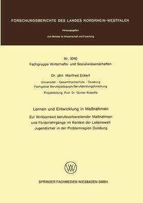 Eckert | Eckert, M: Lernen und Entwicklung in Maßnahmen | Buch | 978-3-663-01843-8 | sack.de
