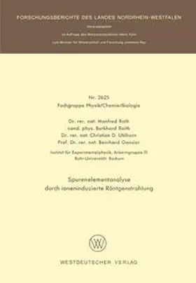 Roth / Raith / Uhlhorn |  Spurenelementanalyse durch ioneninduzierte Röntgenstrahlung | eBook | Sack Fachmedien