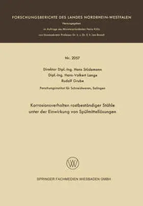Stüdemann | Korrosionsverhalten rostbeständiger Stähle unter der Einwirkung von Spülmittellösungen | E-Book | www.sack.de