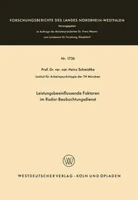 Schmidtke |  Leistungsbeeinflussende Faktoren im Radar-Beobachtungsdienst | eBook | Sack Fachmedien