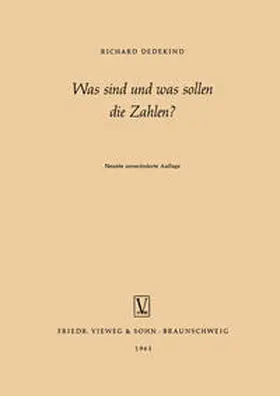 Dedekind | Was sind und was sollen die Zahlen? | E-Book | sack.de