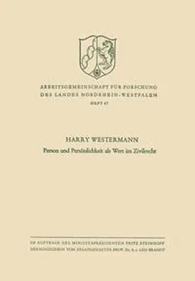 Westermann | Person und Persönlichkeit als Wert im Zivilrecht | E-Book | www.sack.de