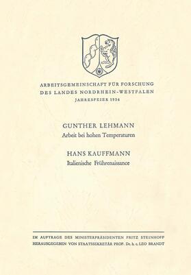 Lehmann |  Lehmann, G: Arbeit bei hohen Temperaturen. Italienische Früh | Buch |  Sack Fachmedien