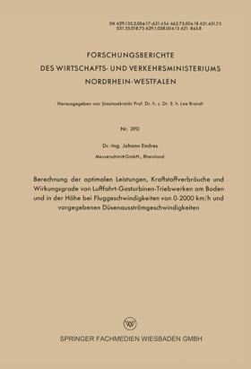 Endres |  Endres, J: Berechnung der optimalen Leistungen, Kraftstoffve | Buch |  Sack Fachmedien