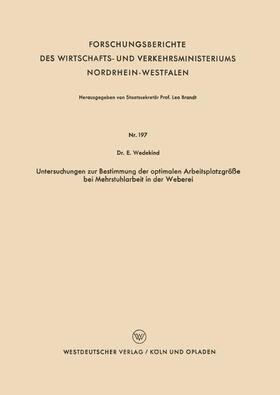 Wedekind | Wedekind, E: Untersuchungen zur Bestimmung der optimalen Arb | Buch | 978-3-663-03231-1 | sack.de