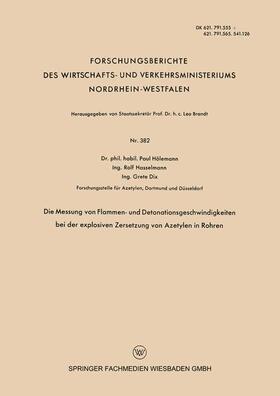 Hölemann |  Hölemann, P: Messung von Flammen- und Detonationsgeschwindig | Buch |  Sack Fachmedien