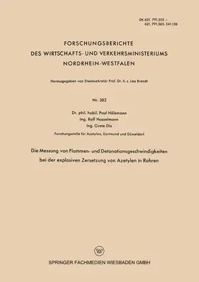 Hölemann |  Die Messung von Flammen- und Detonationsgeschwindigkeiten bei der explosiven Zersetzung von Azetylen in Rohren | Buch |  Sack Fachmedien