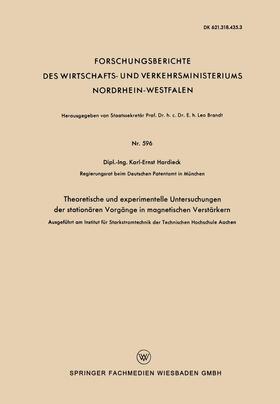 Hardieck |  Hardieck, K: Theoretische und experimentelle Untersuchungen | Buch |  Sack Fachmedien