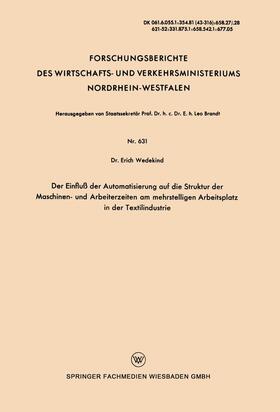 Wedekind | Wedekind, E: Einfluß der Automatisierung auf die Struktur de | Buch | 978-3-663-03377-6 | sack.de