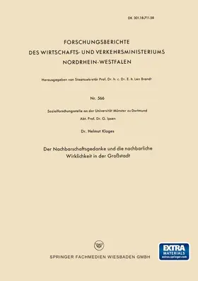Klages |  Der Nachbarschaftsgedanke und die nachbarliche Wirklichkeit in der Großstadt | Buch |  Sack Fachmedien