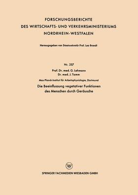 Lehmann |  Lehmann, G: Beeinflussung vegetativer Funktionen des Mensche | Buch |  Sack Fachmedien
