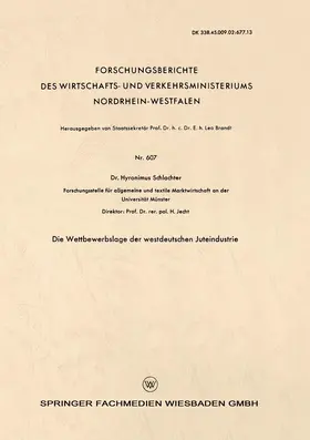 Schlachter |  Die Wettbewerbslage der westdeutschen Juteindustrie | Buch |  Sack Fachmedien