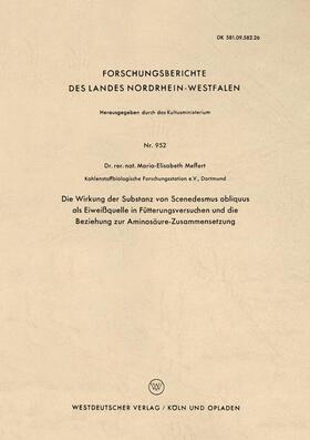 Meffert | Meffert, M: Wirkung der Substanz von Scenedesmus obliquus al | Buch | 978-3-663-03492-6 | sack.de