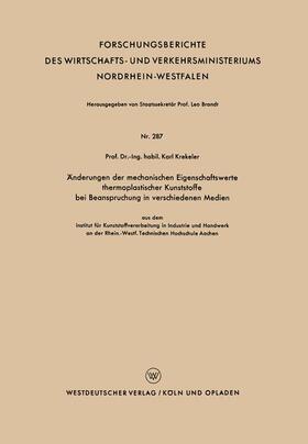 Krekeler |  Krekeler, K: Änderungen der mechanischen Eigenschaftswerte t | Buch |  Sack Fachmedien
