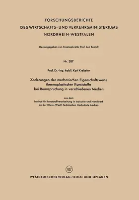 Krekeler |  Krekeler, K: Änderungen der mechanischen Eigenschaftswerte t | Buch |  Sack Fachmedien