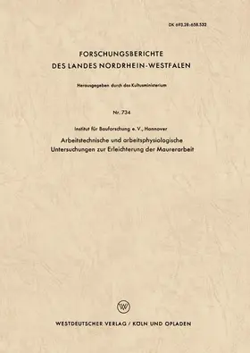 Adam |  Arbeitstechnische und arbeitsphysiologische Untersuchungen zur Erleichterung der Maurerarbeit | Buch |  Sack Fachmedien