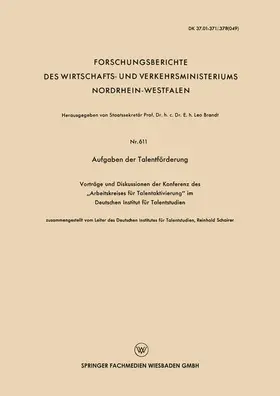 Schairer | Aufgaben der Talentförderung | Buch | 978-3-663-03525-1 | sack.de