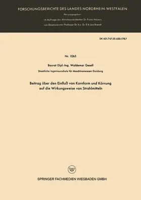 Gesell |  Beitrag über den Einfluß von Kornform und Körnung auf die Wirkungsweise von Strahlmitteln | Buch |  Sack Fachmedien