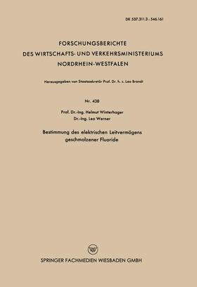 Winterhager | Winterhager, H: Bestimmung des elektrischen Leitvermögens ge | Buch | 978-3-663-03556-5 | sack.de