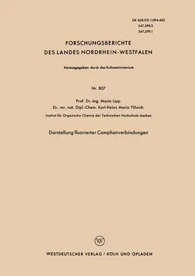 Lipp |  Darstellung fluorierter Camphanverbindungen | Buch |  Sack Fachmedien
