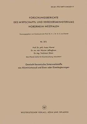 Wever |  Gemischt keramische Sinterwerkstoffe aus Aluminiumoxyd und Eisen oder Eisenlegierungen | Buch |  Sack Fachmedien