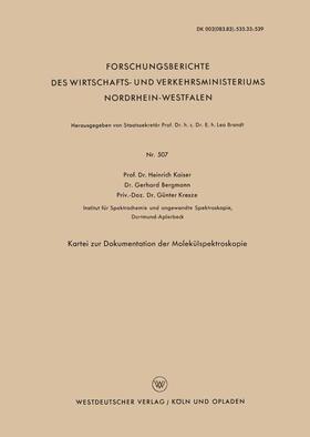 Kaiser |  Kaiser, H: Kartei zur Dokumentation der Molekülspektroskopie | Buch |  Sack Fachmedien