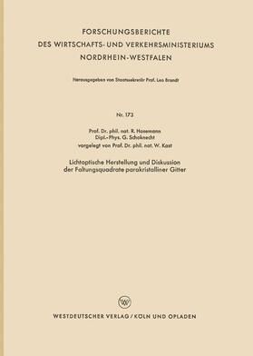 Hosemann | Hosemann, R: Lichtoptische Herstellung und Diskussion der Fa | Buch | 978-3-663-03709-5 | sack.de