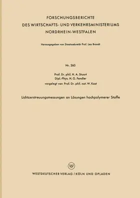 Stuart |  Lichtzerstreuungsmessungen an Lösungen hochpolymerer Stoffe | Buch |  Sack Fachmedien