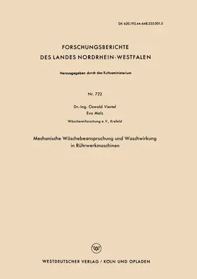 Viertel |  Mechanische Wäschebeanspruchung und Waschwirkung in Rührwerkmaschinen | Buch |  Sack Fachmedien