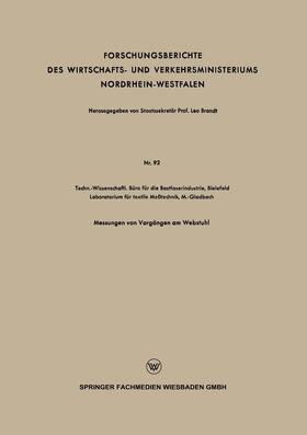 Brandt | Forschungsberichte des Wirtschafts- und Verkehrsministeriums Nordrhein-Westfalen | Buch | 978-3-663-03727-9 | sack.de