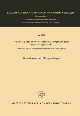 Zeller |  Lärmabwehr bei Lüftungsanlagen | Buch |  Sack Fachmedien