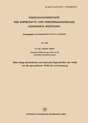 Satlow |  Über einige physikalische und chemische Eigenschaften der Wolle von der gewaschenen Wolle bis zum Kammzug | Buch |  Sack Fachmedien