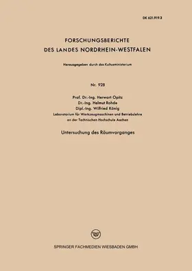 Opitz | Untersuchung des Räumvorganges | Buch | 978-3-663-03792-7 | www.sack.de