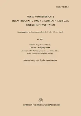 Opitz | Untersuchung von Kopiersteuerungen | Buch | 978-3-663-03804-7 | www.sack.de