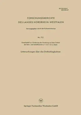Loparo |  Untersuchungen über das Drehschlagbohren | Buch |  Sack Fachmedien