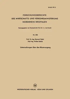 Opitz | Untersuchungen über den Räumvorgang | Buch | 978-3-663-03831-3 | www.sack.de