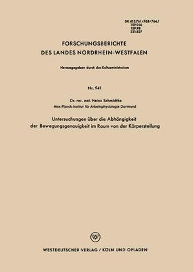 Schmidtke |  Schmidtke, H: Untersuchungen über die Abhängigkeit der Beweg | Buch |  Sack Fachmedien