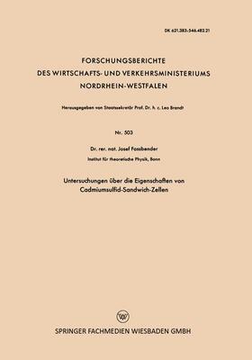 Fassbender |  Fassbender, J: Untersuchungen über die Eigenschaften von Cad | Buch |  Sack Fachmedien